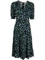 DVF Diane von Furstenberg robe mi-longue à fleurs - Noir