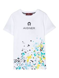 Aigner Kids t-shirt à effet taches de peinture - Blanc