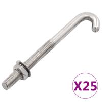 VidaXL Verankerde j-bout met moer en sluitring 25 sets m8x120 mm VidaXL Verankerde j-bout met moer en sluitring 25 sets m8x120 mm