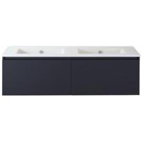 Frozen Badmeubelset 140 cm - Greeplijst in Kleur - Zwart Mat - Keramische Wastafel Wit Zonder Kraangat