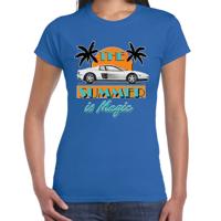 Toppers verkleed T-shirt dames - The summer is Magic - blauw - Miami auto - Tropische feestkleding