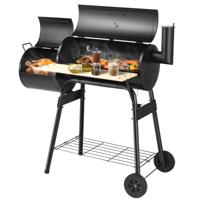 BBQ Houtskoolgrill met Deksel Grillwagen met Wielen Houtskool Barbecue Buitengrill voor Camping en Tuin 115 x 65 x 108 cm