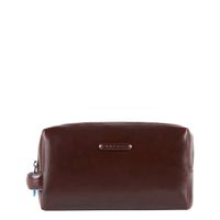 Piquadro Black Square Beauty bag 2 zippers brown - thumbnail