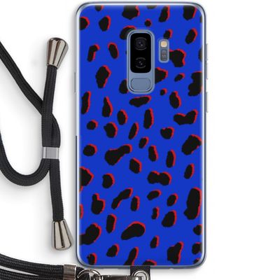 Blue Leopard: Samsung Galaxy S9 Plus Transparant Hoesje met koord