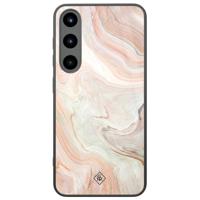 Samsung Galaxy S25 glazen hardcase - Marmer waves