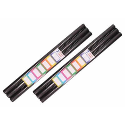 6x Rollen Kaftpapier / kadopapier - met etiketten - 200 x 70 cm - zwart