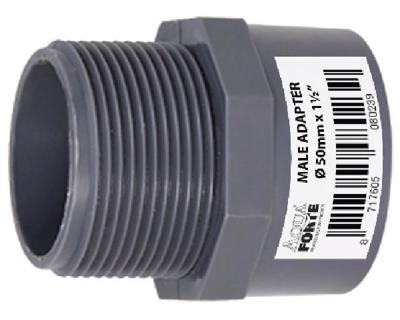 Aquaforte PVC druk Puntstuk met buitendraad 50 mm x 1½” Econo Line 10 ATO