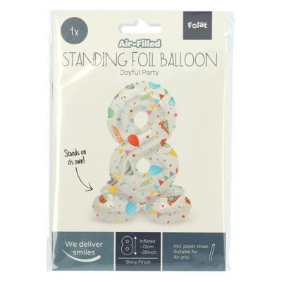 Folat BV Staande folieballon joyful party cijfer 8 -72cm