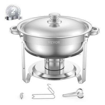 VEVOR Chafing Dish Set Voedselwarmer Roestvrij Staal 4.7L 2 Stuks Rond Zilver
