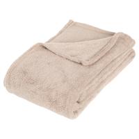 Fleece deken/fleeceplaid beige 125 x 150 cm polyester   - - thumbnail