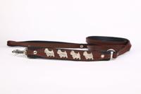 Leren hondenriem Westie bruin