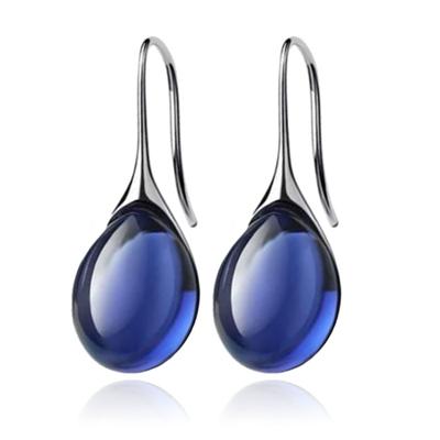 LGT JWLS Druppel Oorbellen voor Dames - Zilverkleurig met Blauwe Zirkonia Druppelstenen