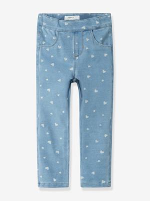 Jegging met hartjes voor meisjes NAME IT jeansblauw