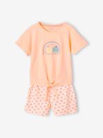 Pyjashort voor meisjes met regenboog perzik