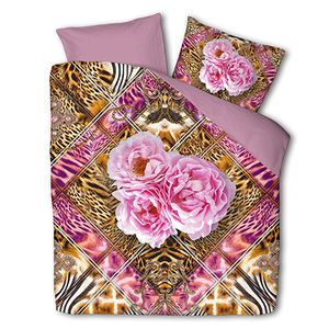 Dekbedovertrek Flower Fantasy - Lits-Jumeaux (240x220 cm) - / Roze Polyester-katoen - Dessin: Bloemen - Fresh and Co - Dekbed-Discounter.nl