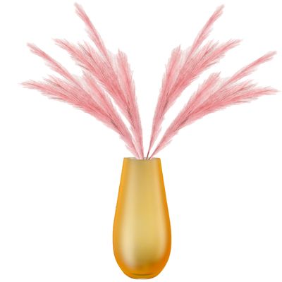 Kunstbloemen bloemstuk pluimen boeket in vaas - roze/geel tinten - 80 cm hoog