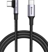 Swissten haakse USB-C naar USB-C kabel - 100W - 2M - Zwart
