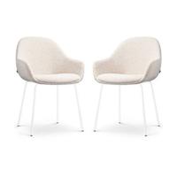 Nolon Nora-Mae Eetkamerstoelen Set van 2 - Bouclé Beige - Witte Poten