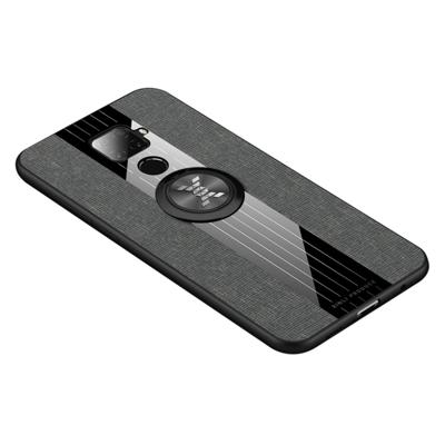 Voor Huawei Nova 5i Pro XINLI stiksels doek Textue schokbestendig TPU beschermhoes met ring houder (grijs)