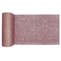 Tafelloper op rol - rose goud glitter - smal 18 x 500 cm - polyester - thumbnail