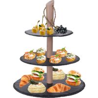 Cuisine Elegance High tea etagere - 3-laags - leisteen - 30 cm hoog - Etageres - thumbnail