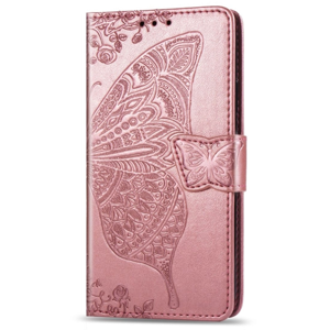 iPhone 16 hoesje - Bookcase - Pasjeshouder - Portemonnee - Vlinderpatroon - Kunstleer - Rose Goud