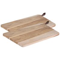 Set van 2x stuks houten snijplanken/serveerplanken met leren hengsel 40 cm - Snijplanken - thumbnail