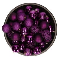 Decoris kerstballen - 37x - paars - 6 cm -kunststof   -