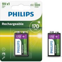 2 Stuks - Philips MultiLife 9V HR22/6HR61 170mAh oplaadbare batterij - thumbnail