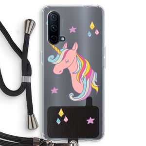 Roze eenhoorn: OnePlus Nord CE 5G Transparant Hoesje met koord