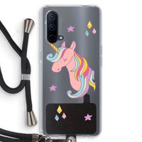Roze eenhoorn: OnePlus Nord CE 5G Transparant Hoesje met koord