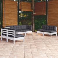 7-delige Loungeset met kussens massief grenenhout