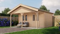 Lugarde Select Blokhut met overkapping Heerde 500x300cm + 200cm - Onbehandeld- Zadeldak- - Lugarde Select