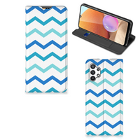 Samsung Galaxy A32 4G | A32 5G Enterprise Editie Hoesje met Magneet Zigzag Blauw - thumbnail