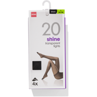 HEMA Panty Shine Transparent 20 Denier Zwart Maat L 44/46 4 Stuks bij Jumbo