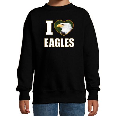 I love eagles sweater / trui met dieren foto van een amerikaanse zeearend zwart voor kinderen