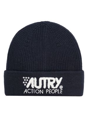 Autry bonnet en maille à logo brodé - Bleu