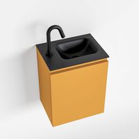 Toiletmeubel Mondiaz Olan | 40 cm | Meubelkleur Ocher | Lex wastafel Urban Rechts | 1 kraangat