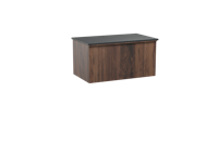 Balmani Forma zwevend badmeubel 90 x 55 cm amerikaans notenhout met Stretto enkel wastafelblad in zwart graniet, Verticale symmetrische rechte ribbel - thumbnail