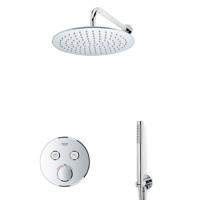 Grohe - Adema Rise Regendoucheset - Inbouw - 2 functies - met Adema Rise hoofddouche 25cm - staafhanddouche - wandarm - Grohe Grohtherm inbouwthermostaat - chroom sw105953 SW104917  SW720559 SW696252 SW542643 SW49