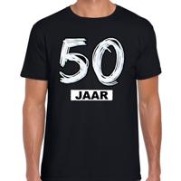 Leeftijd 50 jaar - verjaardag cadeau t-shirt - zwart - voor heren - korte mouwen - katoen