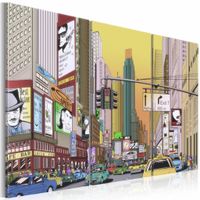 Schilderij - New York City - Cartoon III, Multi-gekleurd, 3luik, wanddecoratie