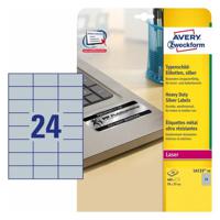 Avery-Zweckform L6133-20 Etiketten voor typeplaatjes 70 x 37 mm Polyester folie Zilver 480 stuk(s) Permanent hechtend Laser (zwart/wit), Kopiëren (zwart/wit), - thumbnail