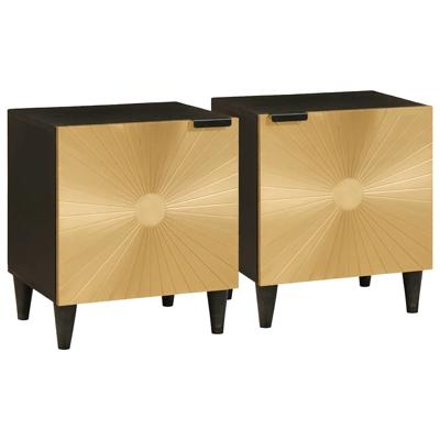 Nachtkastje 2 pcs Zwart en Goud 40 x 33.5 x 46 cm