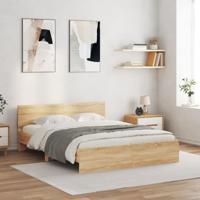 Bedframe met hoofdeinde en LED sonoma eikenkleurig 150x200 cm