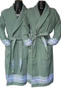 Groene hamam badjas katoen - saunabadjas-2XL/3XL