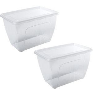 2x Voorraad/vershoudbakjes hoog/diep 1,5 liter transparant 18 x 12 x 12 cm