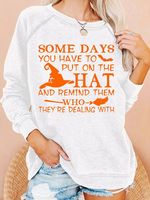 Womens Funny Halloween Letter Print Casual Sweatshirt