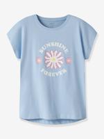 Ruimvallend t-shirt voor meisjes met NAME IT-print chambrayblauw