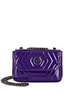 Philipp Plein sac porté épaule matelassé à fini verni - Violet